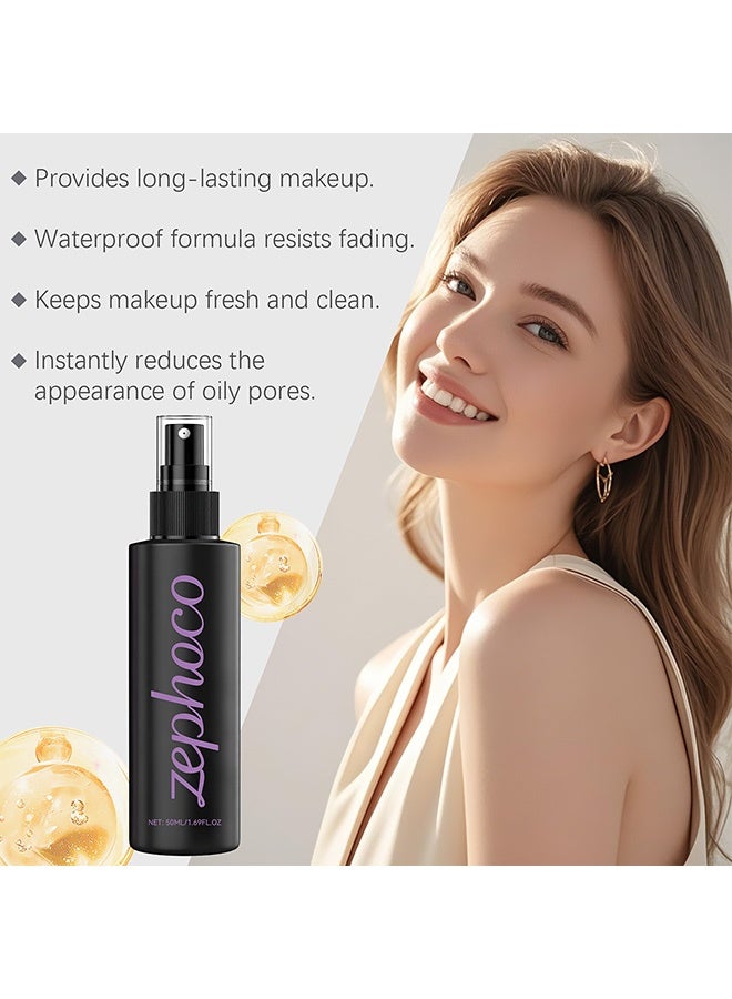zephoco Waterproof Makeup Setting Spray - Natural, Light-Translucent, Oil-Controlled, Foggy Face Moisturizing and Refreshing, Hydrating, Softening, Long-Wearing Spray 50ml - Image 5